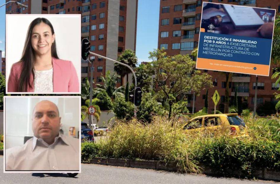 La exsecretaria de Infraestructura de Medellín, Natalia Urrego Arias, y al exgerente de Metroparques, Jorge Enrique Liévano Ospina. FOTO: EL COLOMBIANO y Cortesía