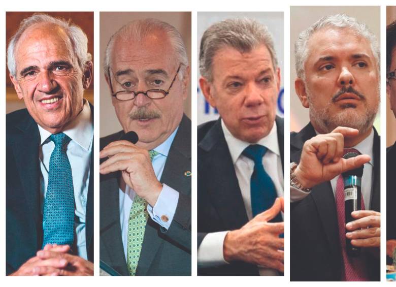 Ernesto Samper (1994), Andrés Pastrana (1998), Juan Manuel Santos (2010 y 2014), Iván Duque (2018) y Gustavo Petro (2022) ganaron las seis vueltas presidenciales de Colombia. FOTO EL COLOMBIANO