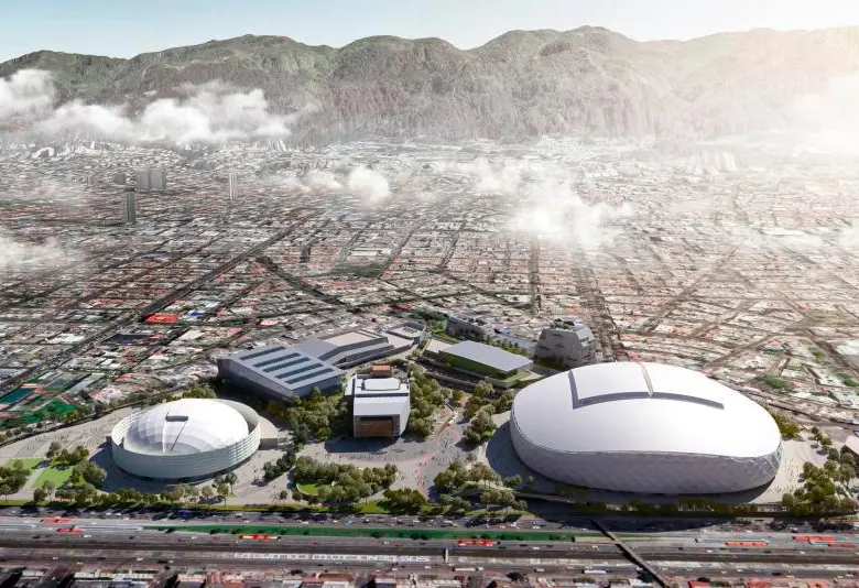 Así lucirá el estadio El Campín y sus alrededores tras la remodelación a la que será sometido. FOTO: Rénder de obra tomado de El Tiempo