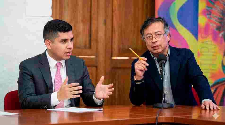 El Gobierno estudia decretar nuevas inversiones forzosas por cerca de $35 billones, mientras la banca alerta sobre efectos en el costo del crédito. Jonathan Malagón (izq) Gustavo Petro (der) FOTO: COLPRENSA E IA