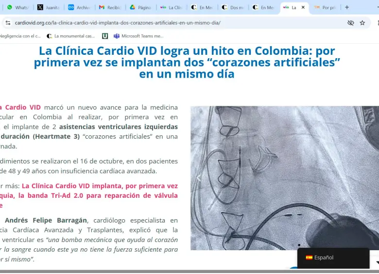 En Medellín se logró un hito médico para Colombia: realizaron dos implantes de corazón artificial en un solo día