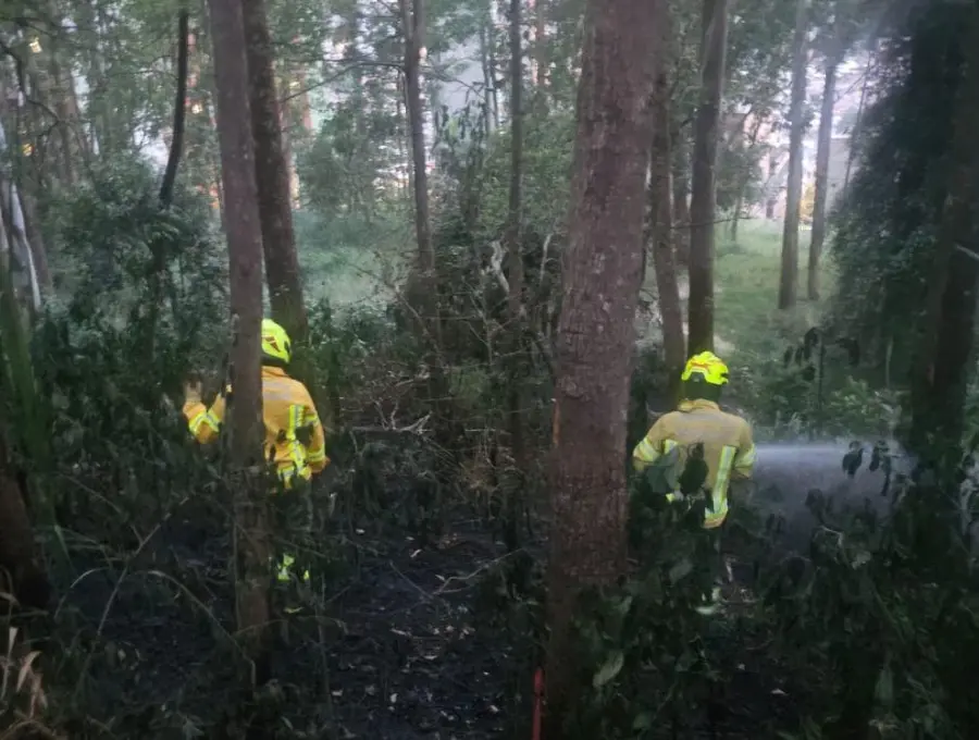 Integrantes de los bomberos que apagaron el incendio ocurrido en el sector del Seminario en Medellín. FOTO: Cortesía Alcaldía de Medellín