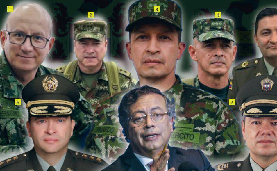 Más de 80 oficiales han sido retirados de las FF. MM. en el gobierno Petro. Fotos: EL COLOMBIANO, la Presidencia, al Comando General de las FF.MM.