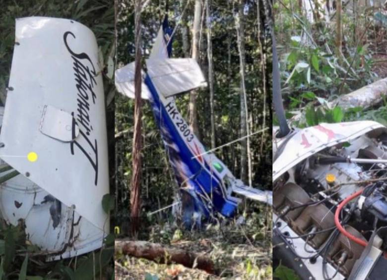 Así quedaron las partes del avión tras sufrir el fuerte impacto en la zona del Caquetá. FOTO: Informe DIACC
