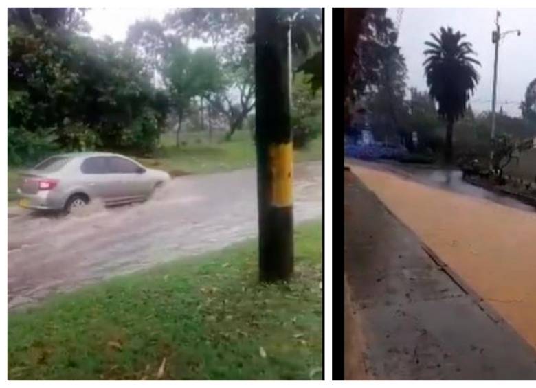 En algunas zonas se presentaron inundaciones en las vías por causa de las fuertes lluvias. FOTOS Cortesía Denuncias Antioquia
