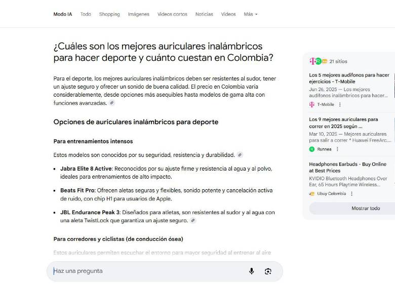 El Modo IA no reemplaza las búsquedas tradicionales, sino que abre un nuevo camino para quienes necesitan más que un enlace rápido. FOTO cortesía