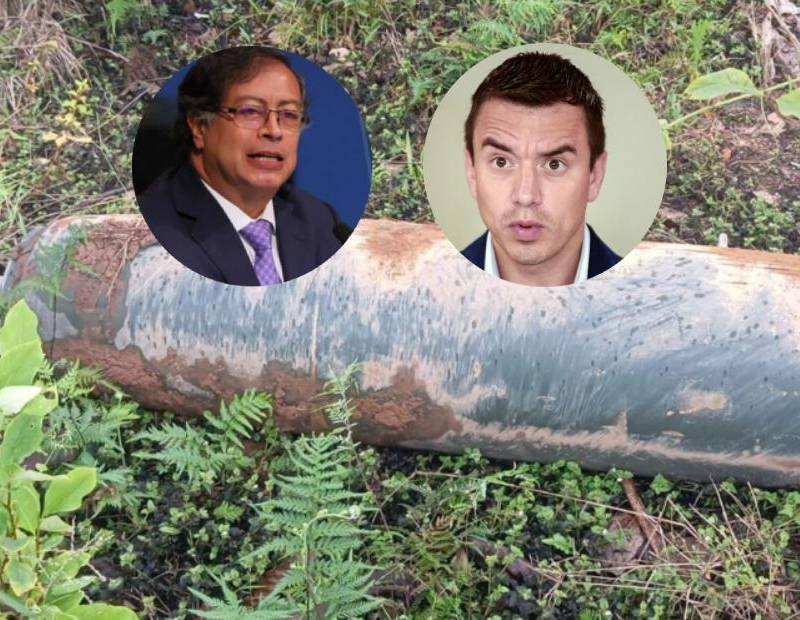 Esta es la bomba encontrada en zona rural de Ipiales, sobre la cual hay sospechas de que fue lanzada desde Ecuador. Foto: cortesía