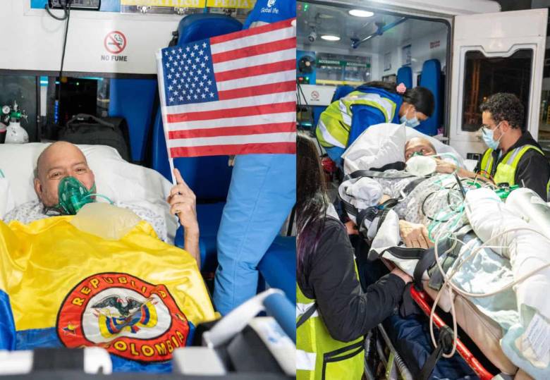 Tras su llegada a Bogotá, continuará su tratamiento en el Hospital Militar Central. Foto: Redes sociales Cancillería @CancilleriaCol