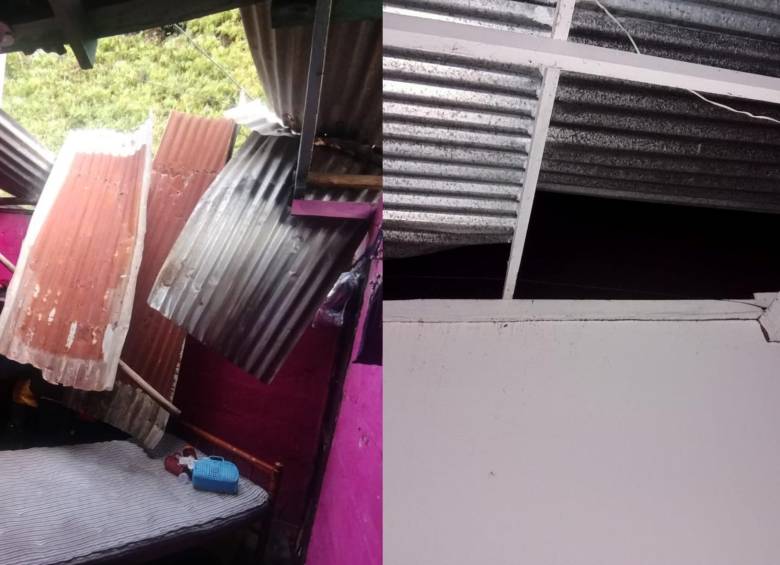 Algunas de las viviendas afectadas por el vendaval. FOTO: Twitter @DagranAntioquia