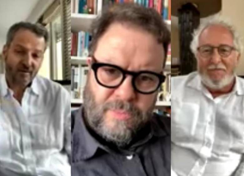 Sergio Jaramillo y Héctor Abad Faciolince, lo colombianos que sobrevivieron a bombardeo en Ucrania. FOTO: Pantallazo Instagram Live @aguantaucrania