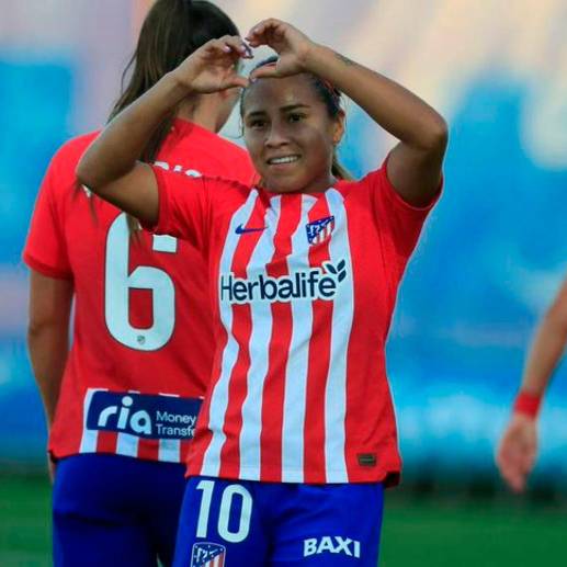 La colombiana Leicy Santos celebra su tanto en la victoria ante Madrid CFF. FOTO TOMADA ATLETICOMADRID