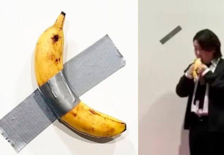 La polémica de un joven que se comió el banano de una obra de arte