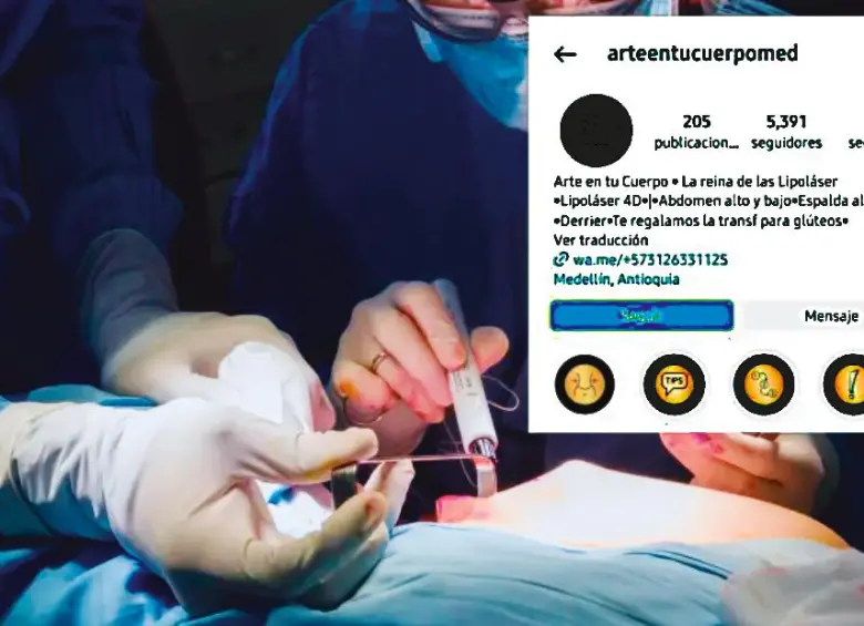 Así se promocionaba en redes sociales Arte en tu Cuerpo, el lugar donde medio centenar de mujeres contrajeron la peligrosa micobacteria que estuvo a punto de cobrarles la vida. FOTO el colombiano y captura de redes