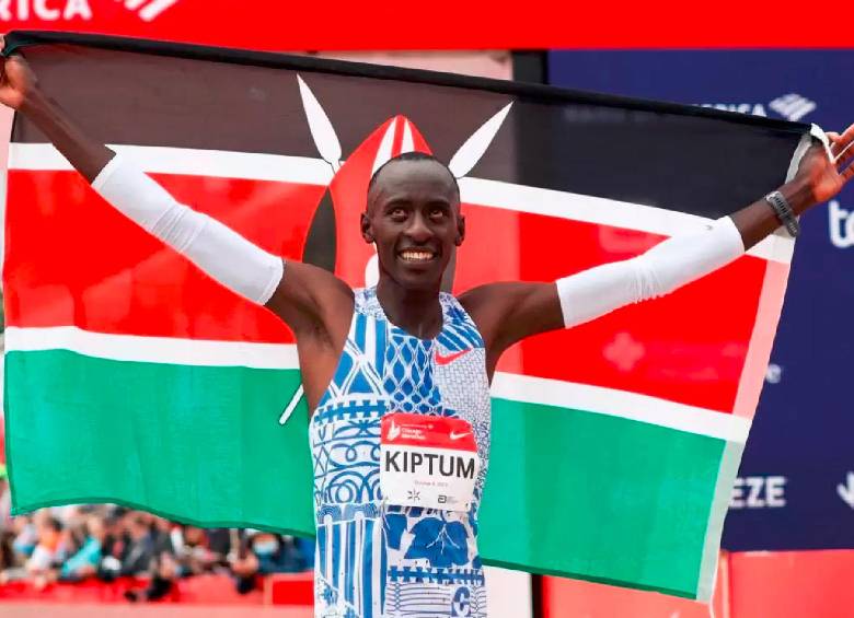 Kelvin Kiptum, el hombre más rápido en la maratón mundial. FOTO AFP