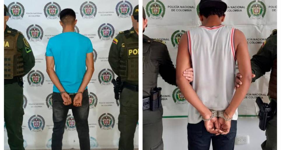 Francisco Medina Guerrero (izq.), de 25 años, y Carlos Alberto Barreiro Espinoza (der.), de 29, fueron los dos venezolanos capturados por casos de hurto registrados en Chile. FOTOS: CORTESÍA POLICÍA URABÁ