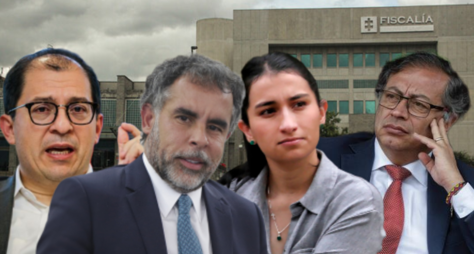 Franciaco Barbosa (fiscal), Armando Benedetti (exembajador en Venezuela), Laura Sarabia (exjefa de gabinete), Gustavo Petro (presidente). FOTO: ARCHIVO.