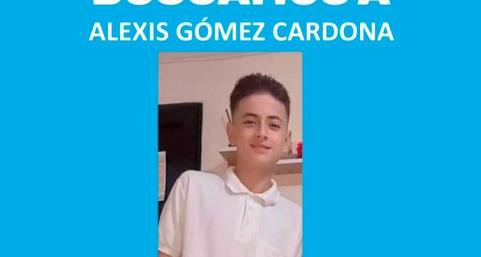 Este es el cartel con el que se está buscando a Alexis Gómez. Foto: Cortesía. 