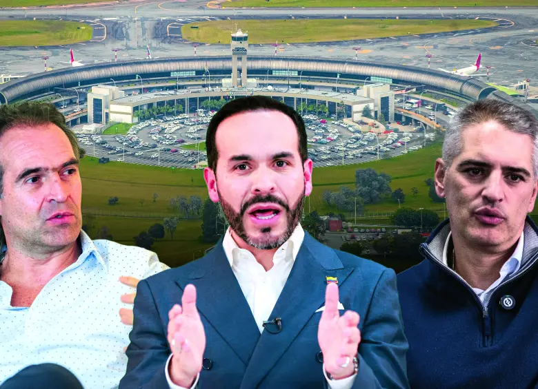 El gobernador Andrés Julián Rendón (der.), el alcalde Federico Gutiérrez (izq.) y el presidente Abelardo de la Espriella se reunieron antes de la posesión para discutir temas de la región. La ampliación del aeropuerto José María Córdova es prioridad en este departamento. FOTO EL COLOMBIANO. 