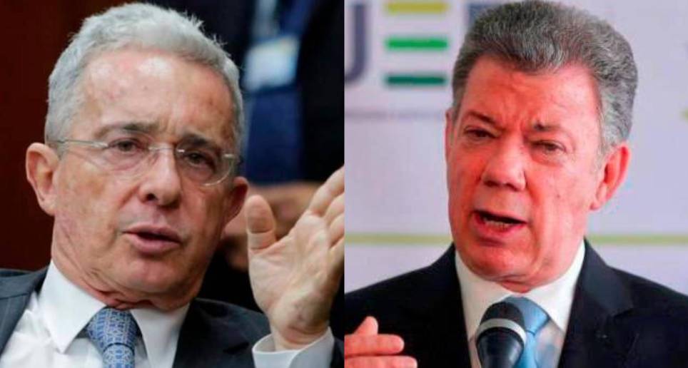Los expresidentes Álvaro Uribe y Juan Manuel Santos, puede ser testigos ante la JEP. FOTO: Colprensa