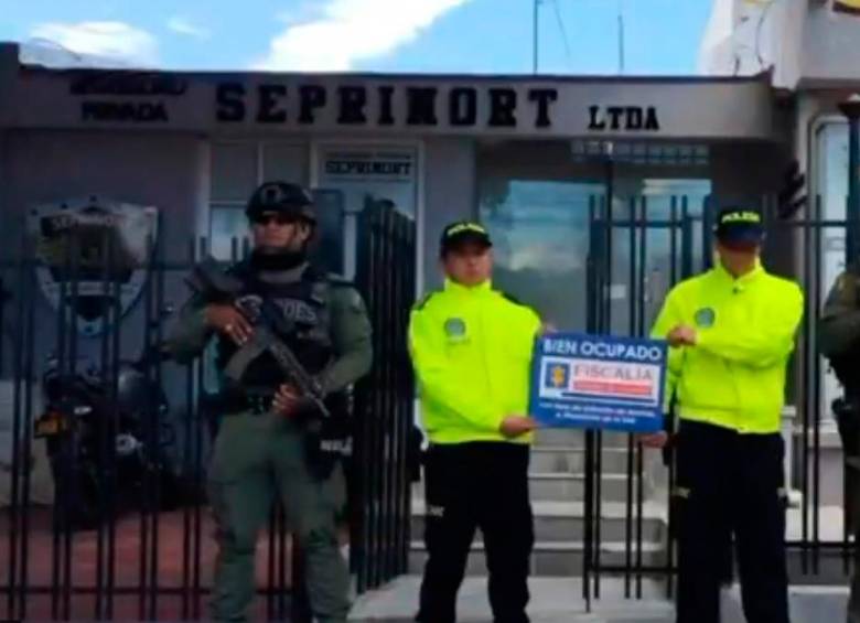 La empresa Seprinort Ltda, en la ciudad de Cúcuta, fue embargada con fines de extinción de dominio. FOTO: CORTESÍA DE POLICÍA.