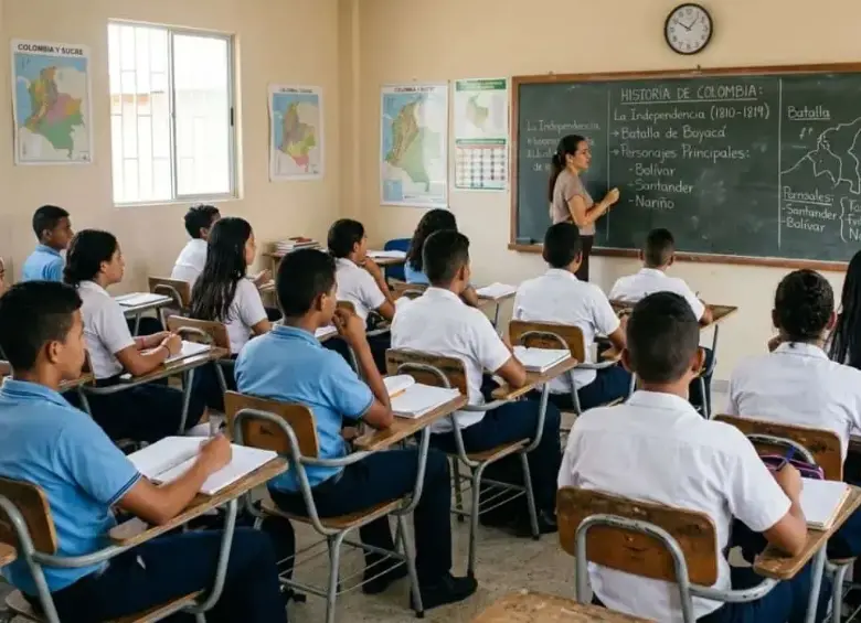 <b>Solo el 29 % de los estudiantes colombianos alcanzó el nivel básico de desempeño en Matemáticas, frente al 65 % registrado en promedio entre los países de la OCDE. Foto Gemini IA</b>