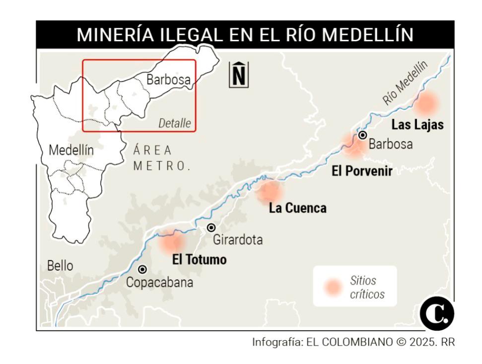 Así funciona la minería ilegal en el río Medellín: una banda sacaba oro con dragas