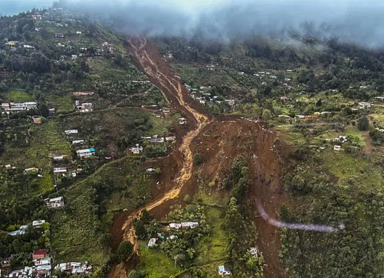 Deslizamiento de tierra en la vereda Granizal del municipio de Bello y que es en parte el motivo del estudio. Foto: Andrés Camilo Suárez Echeverry.