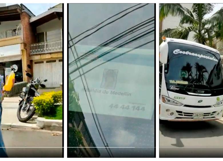 En el video captado puede observarse los vehículos rodeados de voluntarios de la campaña de Gustavo Petro en Medellín. Uno de lo buses portaba distintivos oficiales. FOTO Archivo Particular