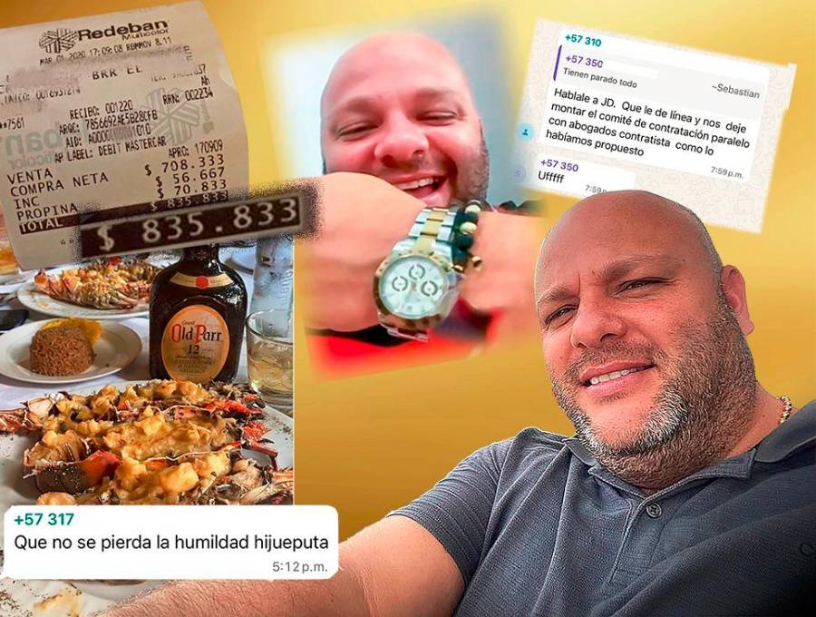 En una de las conversaciones, Miguel Quintero habría hecho alarde de una cuenta de $836.000 que pagó en Cartagena por una langosta y un whisky. También mostró otros lujos, como un reloj de alta gama. FOTOS: CORTESÍA