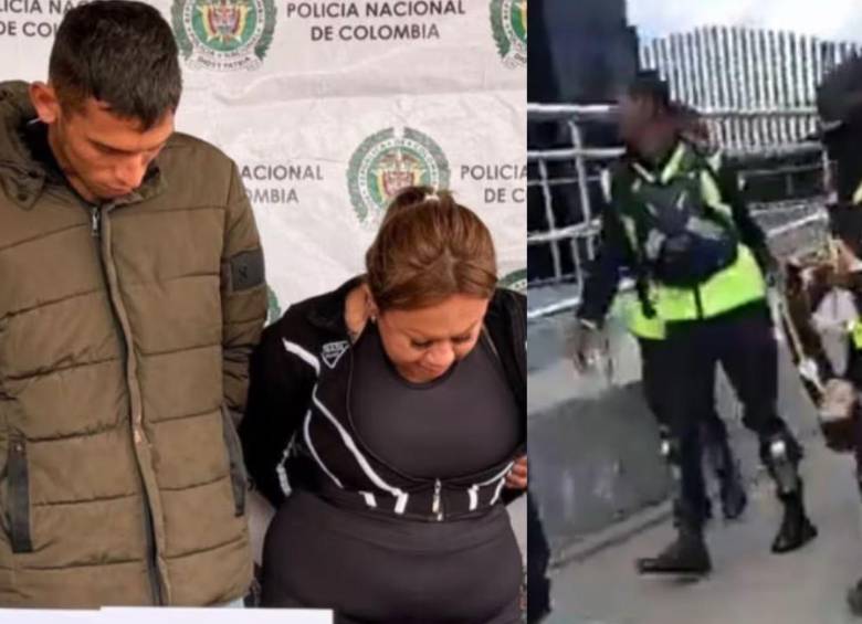 David Gabriel Acevedo mató a Cristian David Garzón, un vigilante de TransMilenio que intentó impedir que se colara en el sistema. Angie Natalia Díaz, su acompañante, habría instigado el momento. Fotos: redes