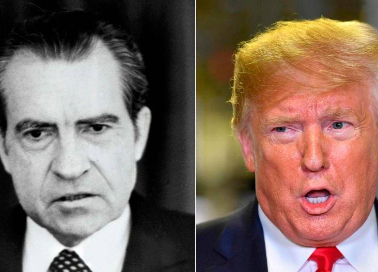 Richard Nixon y Donald Trump fueron dos presidentes republicanos envueltos en juicios políticos, cuyos casos tienen 45 años de diferencia. FOTOS: AFP