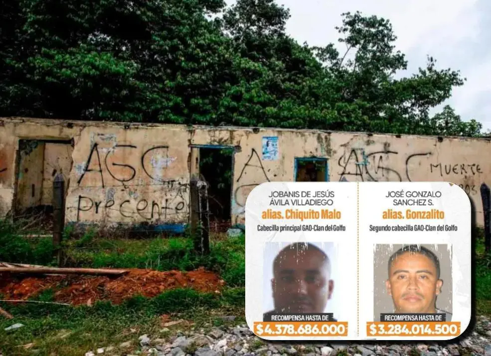 Los hombres más buscados del Clan del Golfo en Antioquia son alias Chiquito Malo y alias Gonzalito. FOTO: El Colombiano y Cortesía
