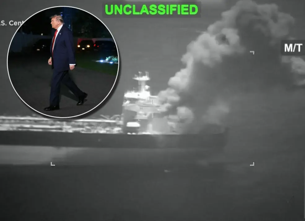 Imagen satelital de un buque alcanzado durante los recientes ataques en el Golfo Pérsico, en medio de la escalada del conflicto entre Irán, Estados Unidos e Israel. Fotos: US Central Command Public Affairs y Mandel Ngan / AFP