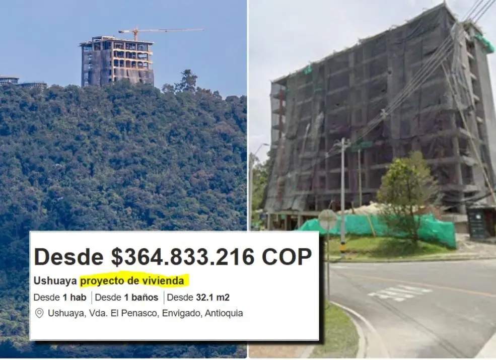 A la izquierda, proyecto Cuantum; a la derecha, Ushuaya. FOTOS: El Colombiano y Cortesía Google Street View