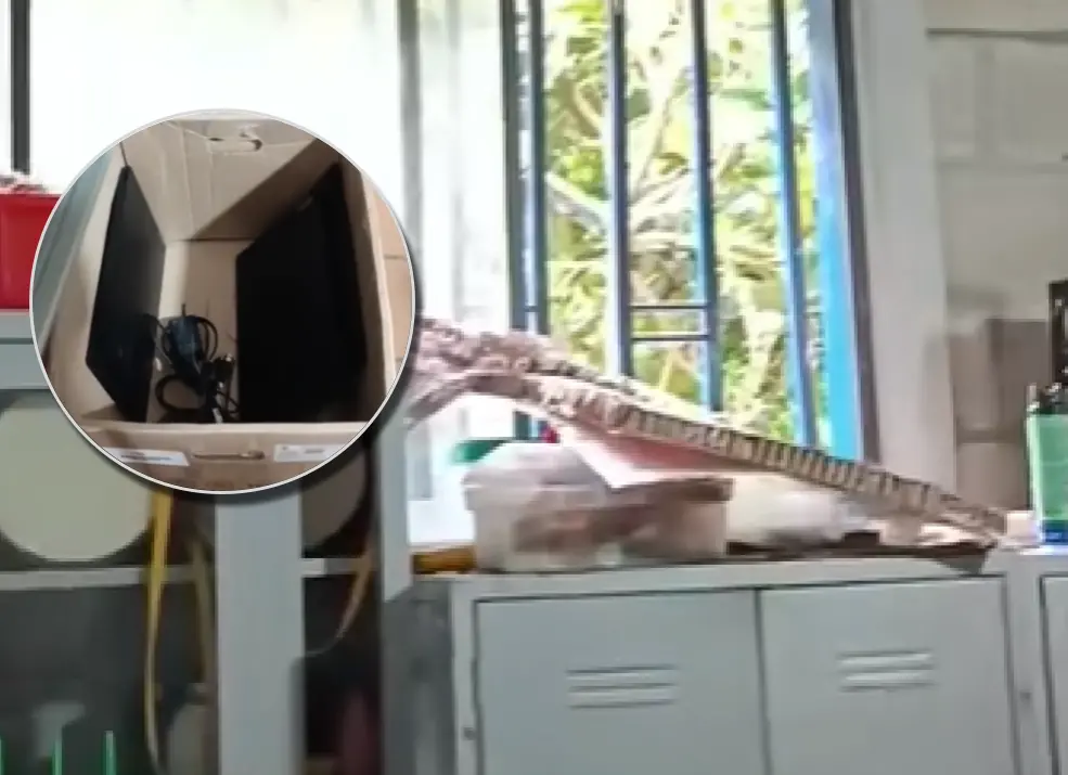 Robaron ocho Computadores para Educar de una escuela rural en Ituango, Antioquia, metiéndose por una ventana. FOTO: Video de denuncia pública de profesor del colegio.