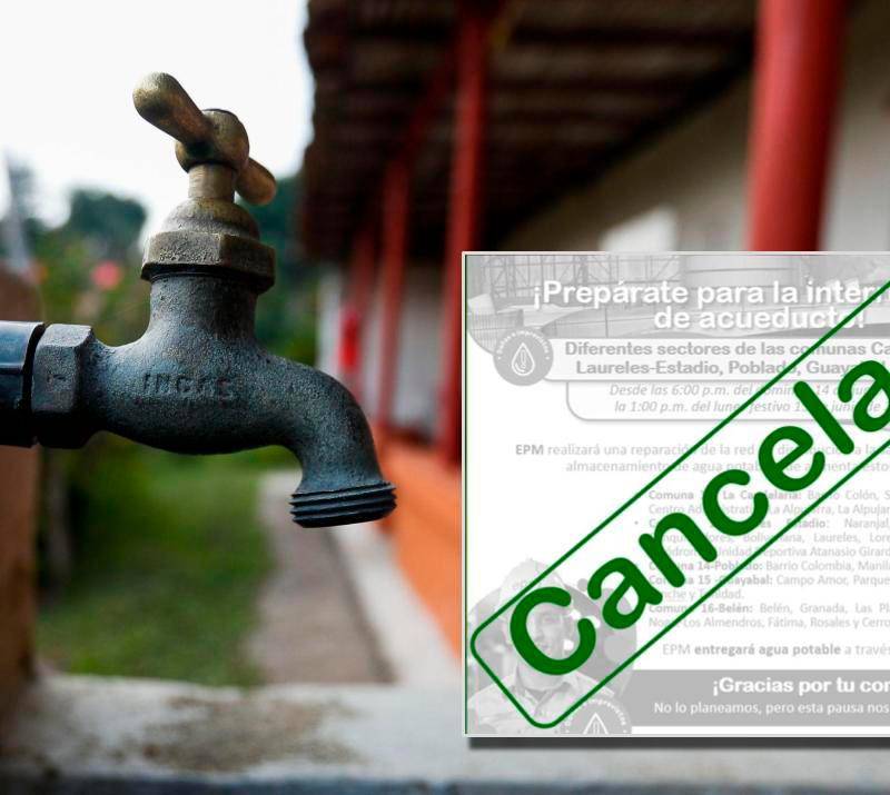 EPM canceló el corte de agua que estaba programado para este fin de semana en varias zonas de Medellín. FOTO: Manuel Saldarriaga y Cortesía