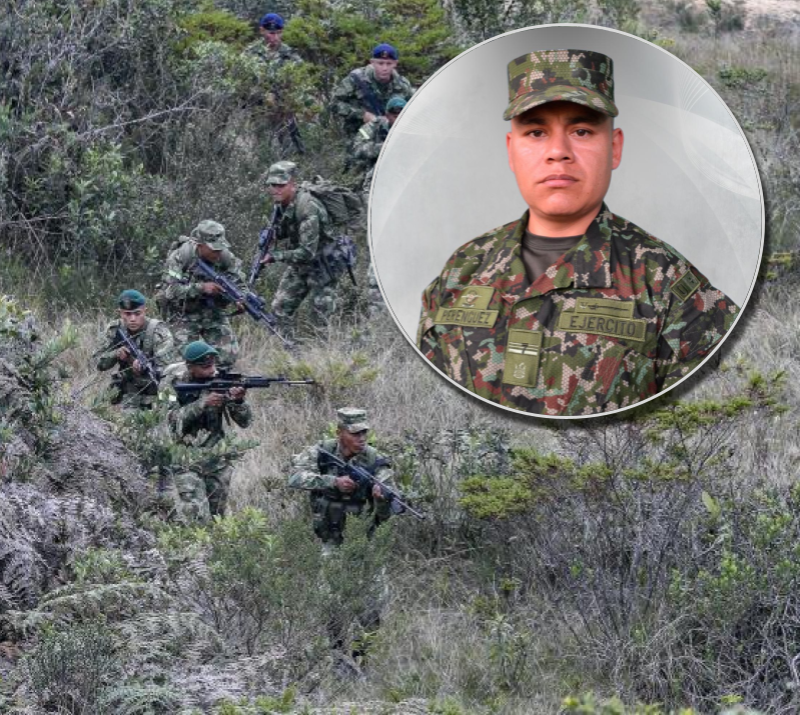 El soldado Donar Herlinton Perenguez Revelo murió en combate contra el frente 36 de las disidencias de las Farc. Otro uniformado permanece herido a la espera de ser evacuado. FOTO: Manuel Saldarriaga y cortesía.