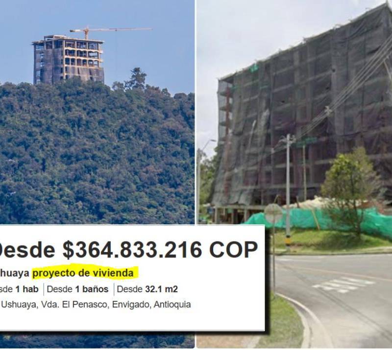 A la izquierda, proyecto Cuantum; a la derecha, Ushuaya. FOTOS: El Colombiano y Cortesía Google Street View
