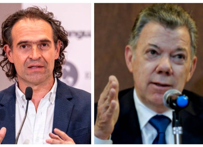 Federico Gutiérrez, candidato a la Presidencia del Equipo por Colombia, y Juan Manuel Santos FOTO EDWIN BUSTAMANTE