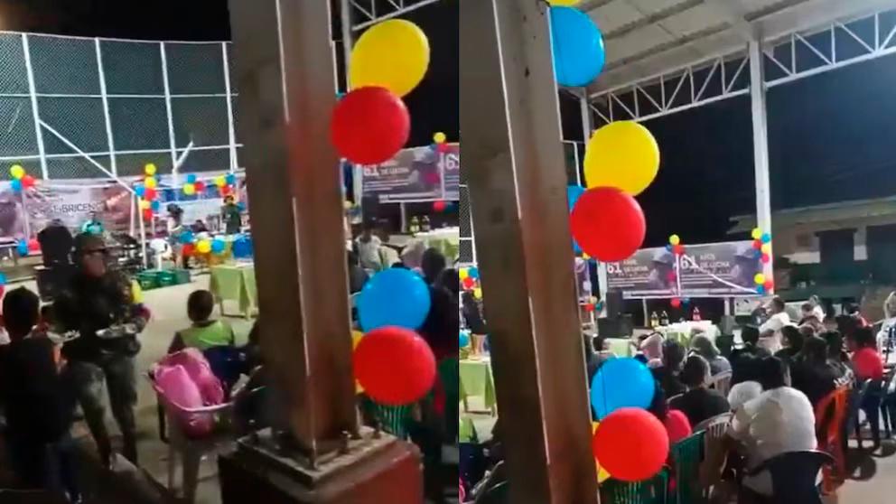 Esta fue la celebración organizada por los disidentes donde se aprecian lo que parecen menores de edad. FOTO: Captura de video