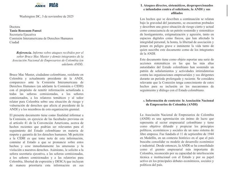 Denuncia formal de la Andi ante la CIDH.