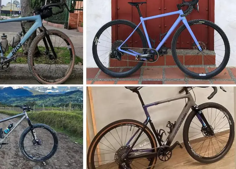 De acuerdo con las víctimas, los atracadores se llevaron: bicicleta Open morada, bicicleta Moots Womble (plateada con morado), bicicleta Cannondale super sixevo Cx (gris con morado), bicicleta Rose backroad - azul clara con negro. Foto: Camila Burbano
