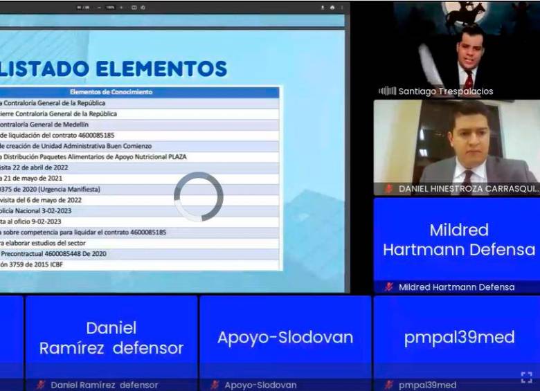 Este viernes, la audiencia se basó en terminar de escuchar los argumentos de la defensa de los imputados. FOTO Pantallazo