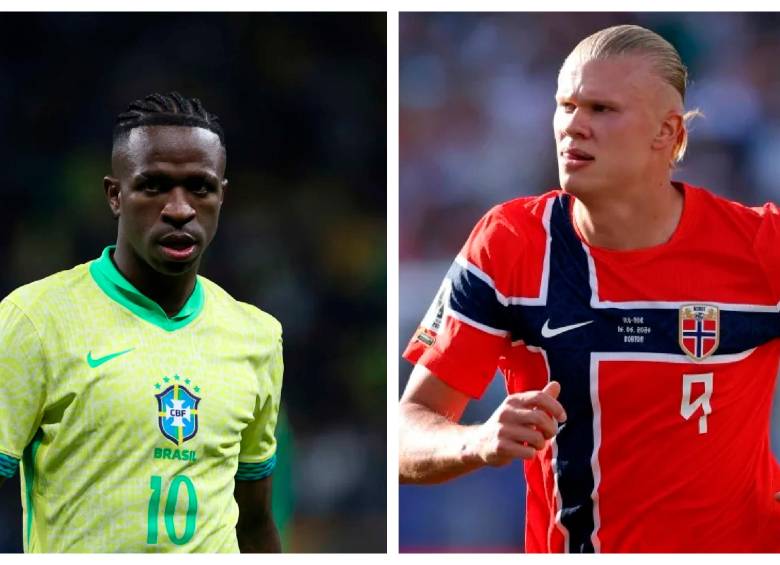 Vinícius y Haaland, uno de los dos seguirá este domingo en el Mundial. FOTOS AFP