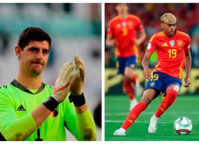 Thibaut Courtois, líder de Bélgica, y Lamine Yamal, el hombre del ataque en España. FOTOS AFP Y GETTY