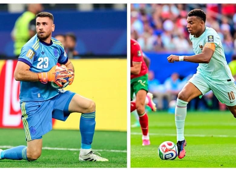 Unai Simón, uno de los mejores porteros del Mundial, contra Kylian Mbappé, entre los delanteros más destacados. Ese será uno de los duelos que se verá este martes en la semifinal del Mundial. FOTOS GETTY