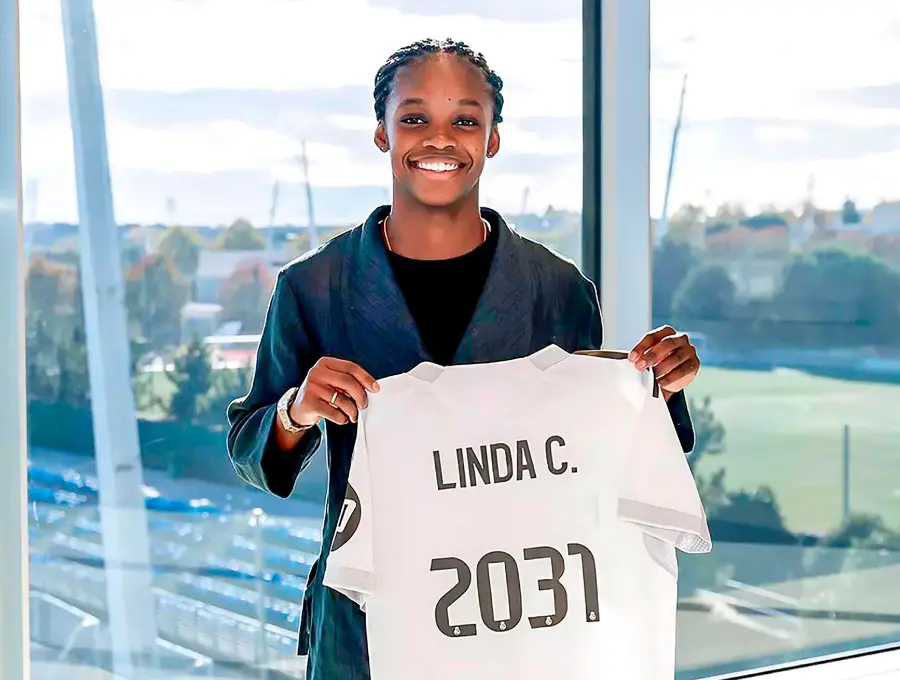 La colombiana Linda Caicedo amplió su contrato con el Real Madrid hasta el 30 de junio de 2031. FOTO TOMADA X @realmadridfem