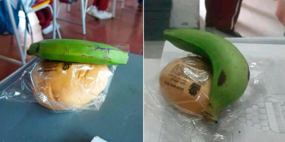 Esta fue la ración que recibieron algunos estudiantes en Abejorral. FOTO: CORTESÍA