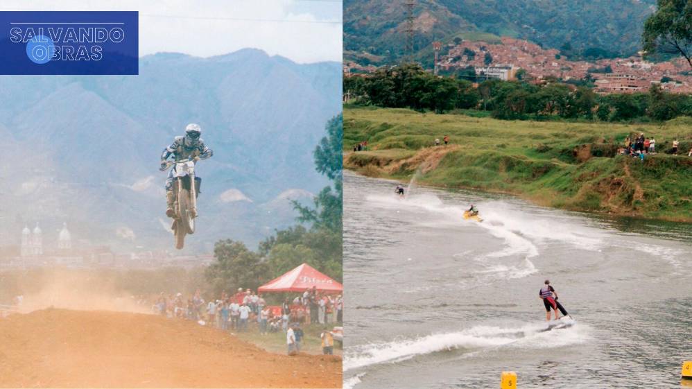 En el año 2005, Hernán fundó la corporación Ecoparmo, un gremio motor que se creó para promover el automovilismo en Antioquia e impulsar la construcción de este parque. Para entonces, Cuartas ya se encargaba de cuidar el terreno de posibles invasiones y, ese mismo año, sin tener aún ningún tipo de infraestructura, la corporación realizó el primer Festival Metropolitano Deportes a Motor y Náutico, en el que participaron disciplinas como canotaje, ski náutico, ciclomontañismo, motocross y campercross. En la foto, los deportes de motocross y ski náutico que participaron en el festival.