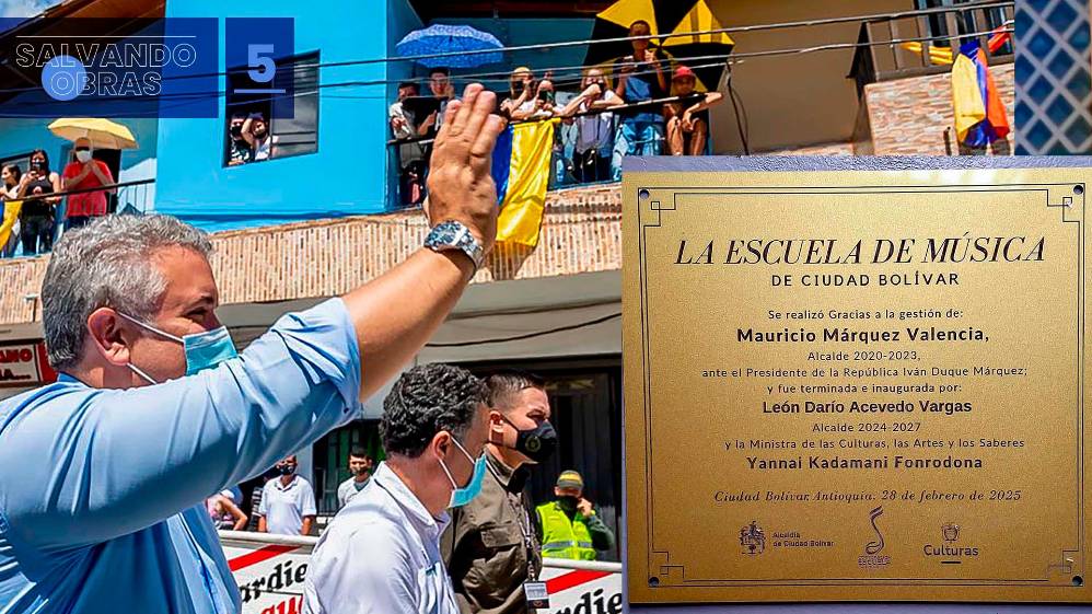 A pesar de su impulso inicial, el proyecto encontró su primera barrera: la Corporación no contaba con un espacio de las características requeridas para construir la Escuela de música. Nueve años después, el expresidente Iván Duque Márquez durante su mandato, visitó el municipio, conoció las bandas musicales y decidió priorizar el proceso. Poco después, la Institución Educativa San José del Citará cedió los predios necesarios para su construcción. En la foto, Iván Duque Márquez durante su visita en Ciudad Bolívar en el año 2020. 